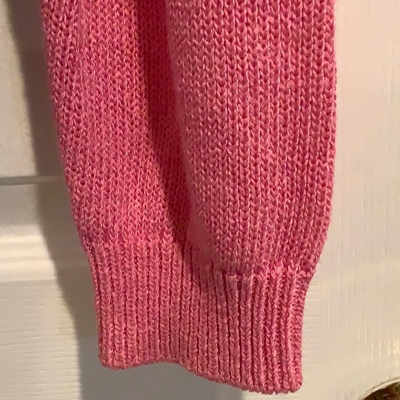 ZHRILL Women’s Linen Blend Cropped Pink Oversized Valentines Cardigan Sweater XS - Picture 4 of 9